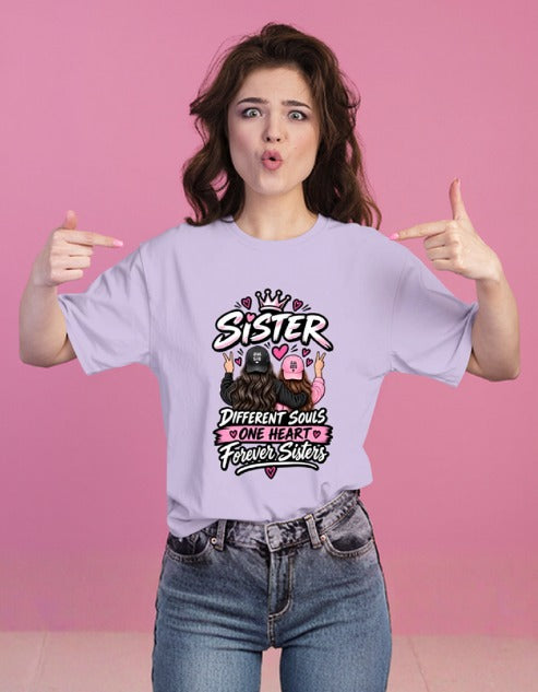 Sister Different Souls One Heart Forever Siters , Lavender T-Shirt