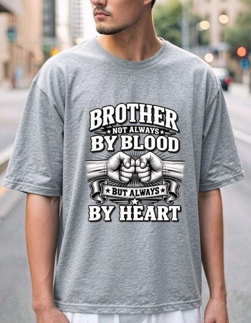 Brother Not Always By Blood , Grey Melange T-Shirt