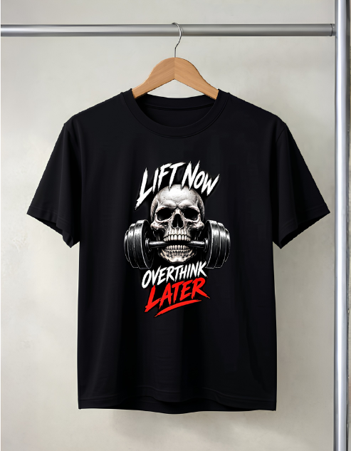 Lift Now Overthink Later Black T-Shirt
