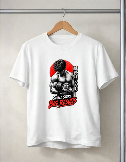 SMALL STEPS BIG RESULTS WHITE T-SHIRT