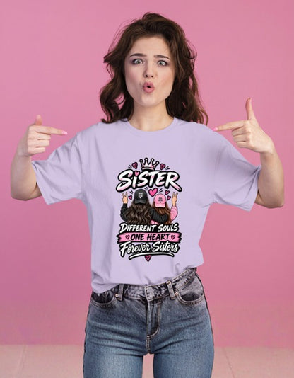 Sister Different Souls One Heart Forever Siters , Lavender T-Shirt