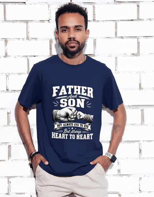 father and son navy blue t-shirt