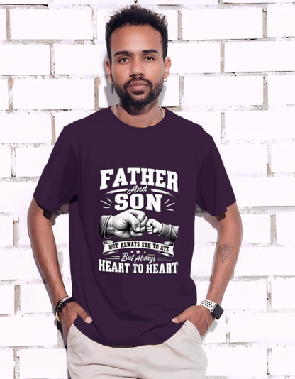 father and son purple t-shirt